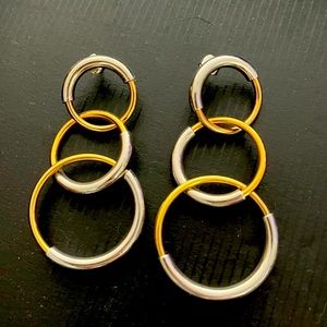 Jenny bird silver and gold link drop earrings